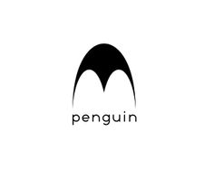 the penguin logo is black and white, with an oval shape in the bottom corner