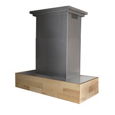 a stainless steel chimney on wooden base