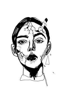 Domestic Vilonce Women Drawing, Ez Doodles, Covering Face Drawing, Migraine Tattoo, Broken Artwork, Broken Face, Person Sketch, Album Artwork Cover Art, Female Face Drawing