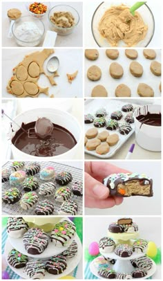 the collage shows different kinds of cookies and desserts