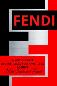 a red and black poster with the words fendi on it