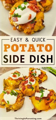 potato side dish on a white plate with the words easy and quick potato side dish