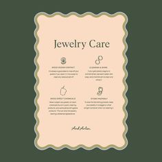 the front page of a jewelry care brochure