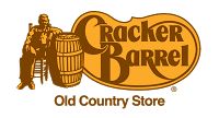 cracker barrel old country store logo with man sitting on stool next to wooden barrel