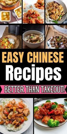 the cover of easy chinese recipes better than takeout, with pictures of different dishes