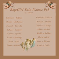 a baby girl name list with angels on it