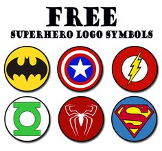 the avengers, batman, spiderman and superman logos are shown in four different colors