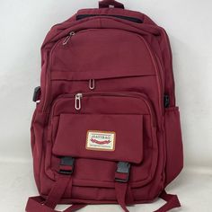 Brand New, Original Bag, Backpack, Full-Size Maroon Backpack, Heart Backpack, Romanticize School, Red Backpack, Cute School Supplies, Original Bags, 8th Grade, Cherry Red, School Backpacks