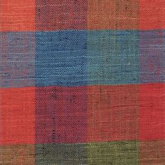 an orange, blue and green checkered fabric