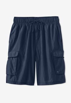 From beach to boardwalk, stay comfortable in cargo swim trunks from KS Island™ that have a secure yet relaxed fit and a soft mesh lining. Designed Flannel Shirt Dress, Active Swimwear, Liberty Blue, Enjoy The Day, Mens Scrubs, Muscle Shirts, Thermal Shirt, Swimsuits For All, Chambray Shirt