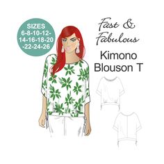 the kimono blouse sewing pattern is shown