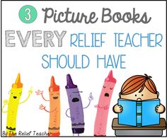 three children reading books with the title, 3 picture books every relief teacher should have