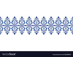 a blue and white border with an ornate design on the edges, in different sizes