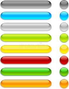 a set of different colored buttons and pointers for web pages or presentations royalty illustration