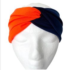 Two Color Twist Stretchy Headband Measurements (Lying Flat): 8.5” X 4” Color: Navy & Neon Orange Last Photo In Different Color To Show Fit/Style! 2 Color Twist Headband, Headband Measurements, Tie Dye Hair, Color Twist, Rainbow Bow, Wire Headband, Silk Headband, Soft Headbands