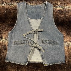 Cute Little Denim Vest That Ties In The Front. New, Never Worn. I Would Say Runs A Little Small. Denim Vest, Running, Tank Tops, Womens Tops, Blue, Women Shopping, Color