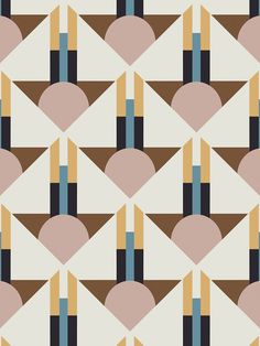 an abstract geometric design in brown, beige and blue