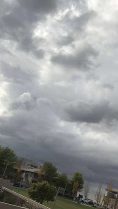 a person is flying a kite in the air on a cloudy day at a park