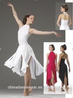 an image of a woman in white and black dance dress with the caption's description below