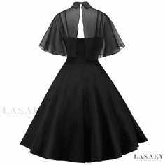 Lasaky - Fashionable Suit with Two Pieces, Adjustable Neckline, and Floor-Length Skirt Black Widow Dress, Lace Cape, Brocade Dresses, Dress Women Elegant, Floor Length Skirt, Gothic Dress, Cape Dress, Summer Party Dress, 1950s Dress