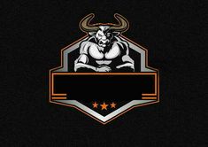 a bull with horns and three stars on it's chest in front of a black background