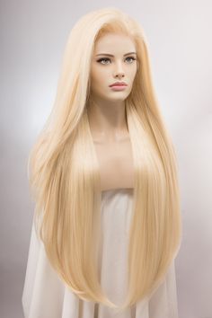 • Color: Platinum Blonde #613• Texture: Straight• Wig Type: Lace Front Wig• Length: About 32"• Cap Size: 21"-23"• Parting: 13" X 3" Lace Free Part• Material: Heat Resistant Fiber• Lace Type: Swiss Lace• Combs: 3 Combs Blonde Drag Wig, Silver Blonde Ombre, Platinum Blonde Wig, Blonde Ombre Balayage, Drag Wigs, Celebrity Wigs, Wig Lace Front, Wig Blonde, Dungeon Meshi