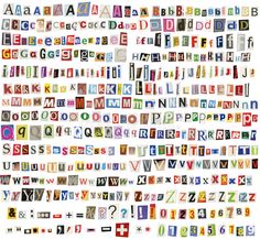 an alphabet made up of letters and numbers in different colors on a white background with clippings