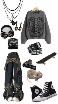 Basic Grunge, Grunge Fits, Punk Style Outfits, Grunge Outfit, Alt Outfits, Estilo Punk, Gothic Outfits