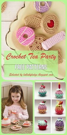 crochet tea party free patterns for cupcakes, donuts and more