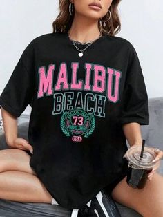 Malibu Beach, Malibu Beaches, Style Sportif, T Shirt Oversize, Beach T Shirts, Tee Shirt Print, Women T Shirts