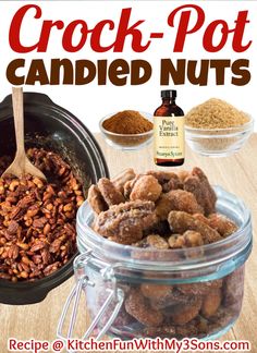 an advertisement for crock pot candied nuts