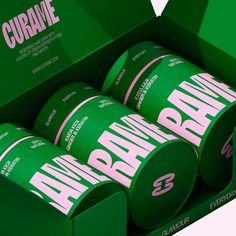 three rolls of marlbaw are in a green box with pink lettering on it