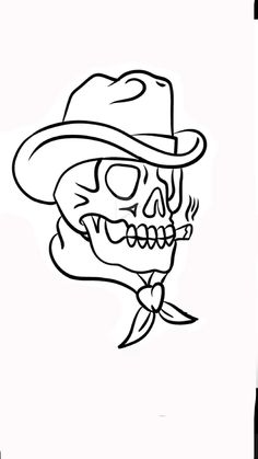 a drawing of a skull wearing a hat