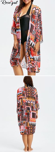 Up to 70% off. Free shipping worldwide.Tribal Long Plus Size Swimsuit Cover Up Kimono.#coverup #beach #beachoutfit #summer #plussize #beachstyle Swimsuit Coverups Kimono, Cover Up Kimono, Perfect Swimsuit, Coverup Beach