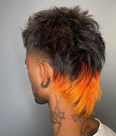 Mullet Mohawks are a great hairstyle for your punky lookChoose from these 21 funky styles to rock and earn extra oomph from the crowds this season. Short Dyed Hair Men, Dyed Mullet, Modern Mullet Haircut, Bleached Hair Men, Mohawk Mullet, Mohawk Hairstyles Men, Dyed Hair Men, Mens Hair Colour