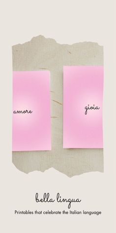 two pieces of pink paper with the words julia written on them