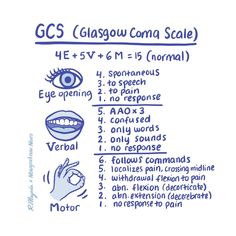 NowYouKnowNeuro | 🧠 Glasgow Coma Scale: Master the Basics The GCS is a widely used scoring system to assess the level of consciousness in patients with... | Instagram Glasgow Coma Scale (gcs), Medicine Mnemonics, Physiotherapy Notes, Glasgow Coma Scale, Level Of Consciousness, Learn Biology, Physical Therapy Student