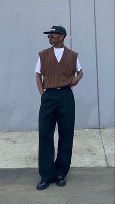 check the product from the link @em Prep Male Outfit, Gay Men Fashion, Feminine Men Fashion, Men Outfits Aesthetic, Brown Sweater Vest, Spain Trip, Classy Outfits Men, Clothing Aesthetic, Style Lookbook