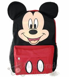 Size: Approx 16" x 12" x 5" 100% Brand New Licensed Product Adjustable Padded Straps 1 Main Large Zippered Compartment & 1 Front Zippered Compartment 2 Mesh Pocket on the Side Made of Canvas Black Mickey Mouse Backpack, Mickey Mouse Themed Standard Backpack For Travel, Black Minnie Mouse Standard Backpack, Disney Mickey Mouse Backpack For Travel, Black Minnie Mouse Backpack For Back To School, Back To School Minnie Mouse Black Backpack, Casual Mickey Mouse School Backpack, Casual Black Mickey Mouse Backpack, Black Mickey Mouse Backpack For Back To School