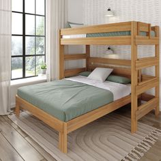 The finest in farmhouse elegance. Our Rustic Twin over Queen L-Shape Bunk Bed combines a rustic-chic look with a modern flair that’s perfect for any style room. Crafted with solid New Zealand pine wood for superior strength and durability. This wooden bunk bed is also GREENGUARD Gold Certified with a clean finish, contributing to a healthy indoor environment. An L-shape configuration saves space in your room by stacking two sleeping surfaces. A solid wooden slat roll and metal support bar provid Rustic Wood Bed, Queen Bunk Bed, Queen Size Bunk Beds, Wooden Bunk Bed, Adult Bunk Beds, Double Bunk Beds, Beds For Small Spaces