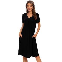 This style of stretchy lounge dress it's easy to put on or take off, which can give you a light and simple dressing experience,keep you nice and comfortable all day. The super soft pajamas dress for women is stretchy, soft, lightweight, breathable and comfortable to wear as.This pajamas dress is casual,even if guest visits suddenly, you won't feel embarrassed, make your home life more convenient. The lounge dress also be a perfect gift for your mom, wife,daughter, girlfriend,or friends as lounge Pajamas Dress, Casual Sleepwear, Simple Dressing, Womens Sleepwear, Pajama Lounge, Sleepwear Dress, Pajama Dress, Soft Pajamas, Nightgowns For Women