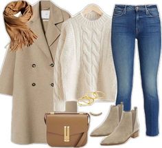 Winter Outfits With Jeans, Scarf Styling Ideas, Edge Scarf, Beige Outfit, Elegante Casual, Classy Fashion