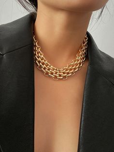 Stylish Selection Necklaces Accessories SILVER-One_size Thick Chain Necklace, Punk Jewelry, Estilo Punk, Simple Bracelets, Metal Accessories, Chain Choker Necklace, Silver Accessories, Trendy Jewelry, Chain Choker