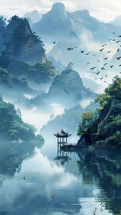 100+ Best Ideas of Nature, Wallpaper, Photo Nature, Places, Inspiration, Genho Akadion repost Nft Character, Chinese Mountains, Nature Places, Find Your Peace, Japanese Mountains, Asian Landscape, Japan Landscape, Chinese Landscape Painting