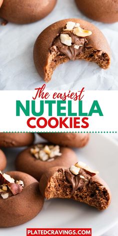 the easy nutella cookies are made with chocolate and almonds