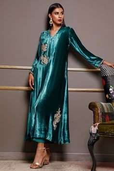 🌺Beautiful pure hand made customised sea green velvet shirt kurta with trouser pant and velvet shawl dupatta, 🌺Worked with silver and light gold Tilla, embellished with small beads and sitara, worked on neck flair boota side boota and sleeves bottom, 🌺Dupatta heavy velvet shawl worked on both flair, 🌺perfect for all the occasion We use high quality velvet fabric also organza 🌺We customize the outfit according to your choice shape and size Dry clean only fabric gauranteed, work guaranteed 🌺 Festive Green Anarkali Set With Naqshi Detail, Festive Green Anarkali Set With Naqshi, Elegant Green Salwar Kameez With Naqshi Details, Velvet Anarkali Set With Dabka For Wedding, Green Naqshi Saree Sets, Wedding Velvet Anarkali Set With Dabka Detailing, Wedding Velvet Anarkali Set With Dabka, Elegant Green Velvet Set, Velvet Salwar Kameez With Dabka For Party