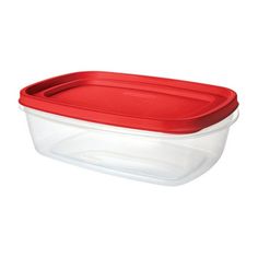 tupperware with red lid and plastic container on the bottom, set against a white background