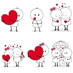 four different images of people with hearts in their hands, one holding an umbrella and the other