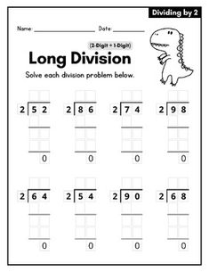 2-Digit by 1-Digit Long Division Worksheet with Answer KeyThis worksheet provides students with the opportunity to practice long division problems involving 2-digit numbers divided by 1-digit numbers. With a variety of division problems and clear answer keys, students will be able to develop and refine their long division skills. This resource is ideal for extra practice in the classroom, morning work, homework assignments, or as a supplement for homeschooling. Aligned with the Common Core State Standards (CCSS) for mathematics.  Educational Benefits:Reinforces the concept of long division for 2-digit by 1-digit numbers.Improves problem-solving skills by offering repeated practice.Enhances confidence in performing multi-step mathematical operations.Provides immediate feedback with the incl Long Division Practice, Distributive Property Of Multiplication, Division Problems, Long Division Worksheets, Commutative Property, Division Practice, Differentiated Learning, Long Division, Division Worksheets