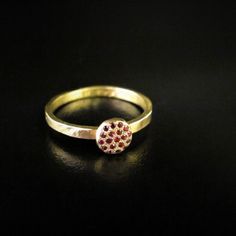 The Ring Made From 14 Karats Solid Yellow Gold. Ring Width: 0.07inch/ 2mm. 19 Ruby 0.19ct, 0.01ct Each. Figures 8-10 Show A Similar Ring With Diamonds. Handmade Ring With 19 Ruby. Wonderful Gift. Available In All Sizes, Color Gold, And Karat And Matte Or Shining Finish. If You Want A Custom Ring, Please Contact Me Before Purchase. Formal Gold Stackable Ruby Rings, Fine Jewelry Yellow Gold Ruby Ring With Halo Setting, Yellow Gold Ruby Ring With Bezel Setting For Promise, 14k Gold Ruby Ring With Halo Setting, Yellow Gold Hammered Stackable Rings, Red 14k Gold Stackable Rings Fine Jewelry, Yellow Gold Stackable Ruby Rings In Round Cut, Yellow Gold Stackable Ruby Ring, Gold Ruby Ring With Halo Setting In 14k Gold